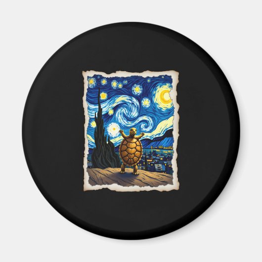 Aimant Artistic Turtle Shirt Starry Night Turtle (3) (Devant)