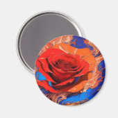 Aimant Artistique Abstrait marbré Rose ronde (Recto/Verso)