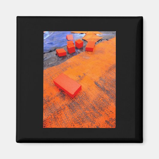 Aimant Arts Plastiques Orange Et Bleu Abstraits (Devant)