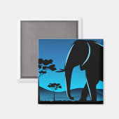 Aimant Artwork en silhouette éléphant bleu (Recto/Verso)