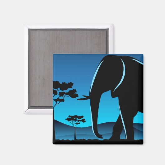 Aimant Artwork en silhouette éléphant bleu (Recto/Verso)