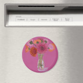 Aimant Arty Gerbera Fleur colorée +Nom personnalisé (In Situ (Lave-vaisselle))