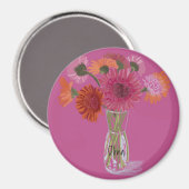 Aimant Arty Gerbera Fleur colorée +Nom personnalisé (Recto/Verso)