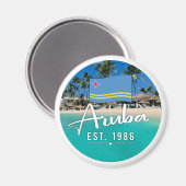 Aimant "Aruba Est. Plage Drapeau 1986" (Recto/Verso)
