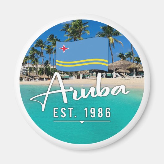 Aimant "Aruba Est. Plage Drapeau 1986" (Devant)
