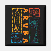 Aimant Aruba Vacation Wave Surfing Summer Beach Retro  (Devant)