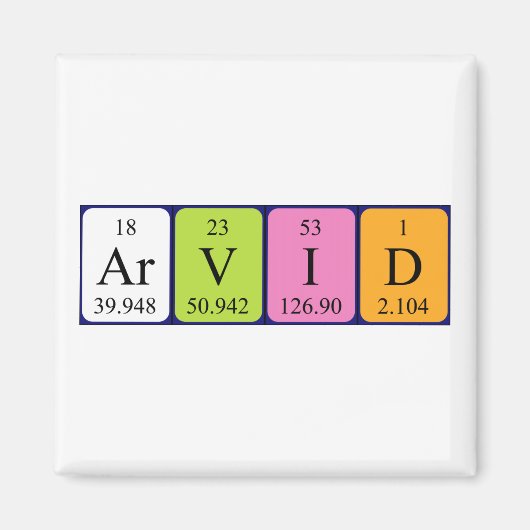 Aimant Arvid'aimant de nom de table périodique (Devant)