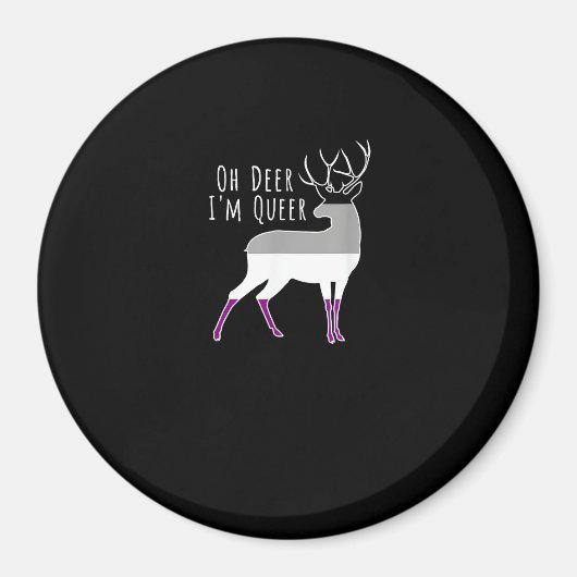 Aimant Asexual Flag Oh Deer Queer Pride Funny LGBT Design (Devant)