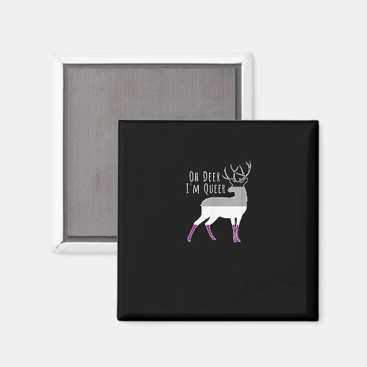 Aimant Asexual Flag Oh Deer Queer Pride Funny LGBT Design (Recto/Verso)