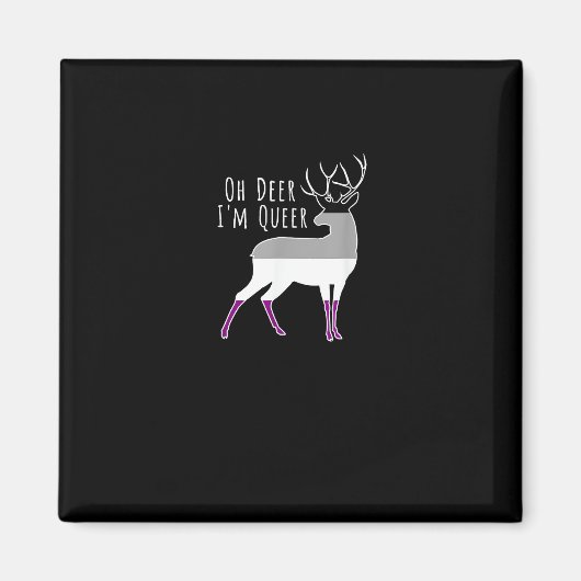 Aimant Asexual Flag Oh Deer Queer Pride Funny LGBT Design (Devant)