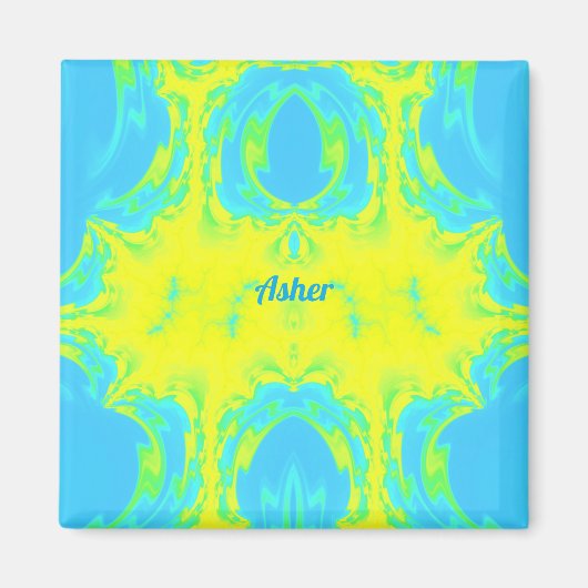 Aimant ASHER ~ Bleu et Jaune ~ (Devant)