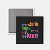 Aimant ASL Faith Hope Love American Sign Language Christi (Recto/Verso)