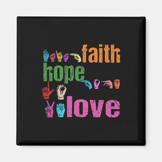 Aimant ASL Faith Hope Love American Sign Language Christi (Devant)