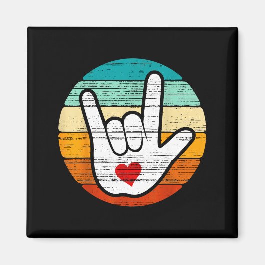 Aimant Asl I Love You, Sign Language Heart Love Valentine (Devant)