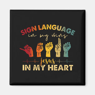 Aimant Asl Jésus Christ Signer La Langue Dans Mes Veines