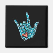 Aimant ASL Langue des signes Je t'aime Gésture Coeur Sour (Devant)