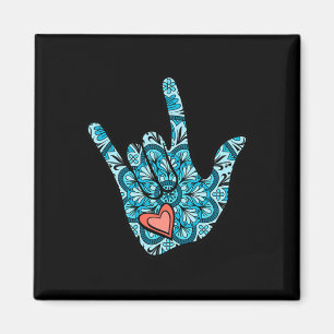 Aimant ASL Langue des signes Je t'aime Gésture Coeur Sour