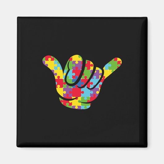 Aimant ASL Love Puzzle Hand Sign Language Autism Awards (Devant)