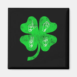Aimant ASL Love Sign Language St Patrick's Day Deaf Aware