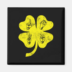 Aimant ASL Love Sign Language St Patrick's Day Deaf Aware