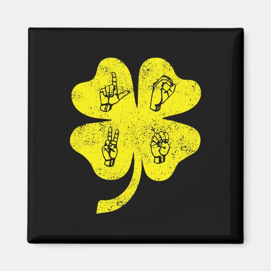 Aimant ASL Love Sign Language St Patrick's Day Deaf Aware (Devant)