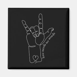 Aimant ASL Maman Papa Enfants Enseignant Sensibilisation 