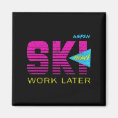 Aimant Aspen 80s Retro Colorado Skiing Tee (Devant)