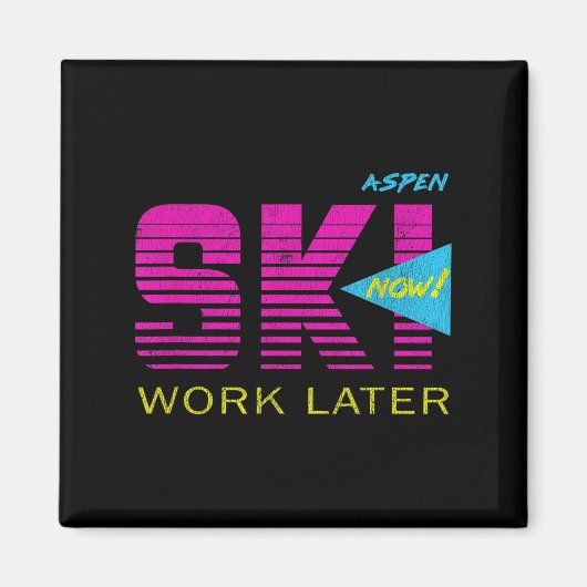 Aimant Aspen 80s Retro Colorado Skiing Tee (Devant)