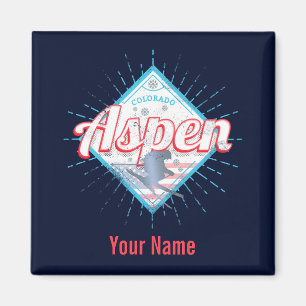 Aimant Aspen Colorado Retro Skier Vintage USA Ski