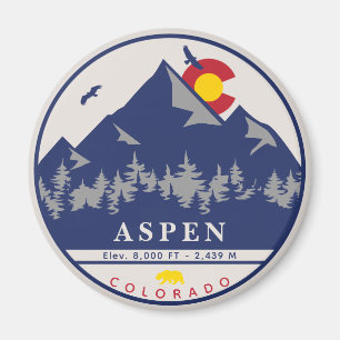 Aimant Aspen Colorado Retro Sunset Camping Souvenirs