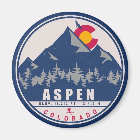 Aimant Aspen Colorado Retro Sunset Souvenirs 80s (Devant)