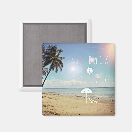 Aimant Asseyez-vous et détendez-vous sur une plage tropic (Recto/Verso)