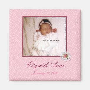 Aimant Assez dans le faire-part de naissance Girly rose