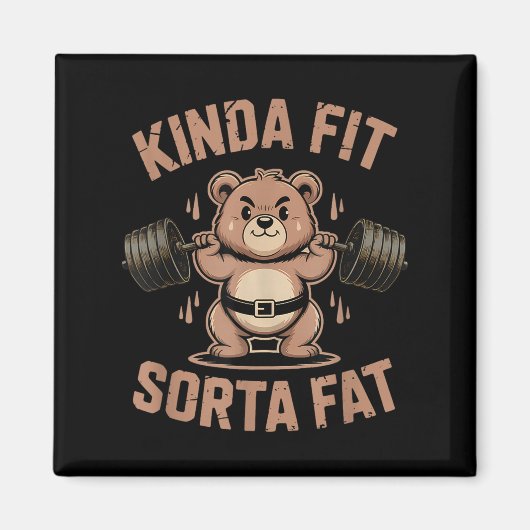 Aimant Assez en forme un peu gros - Ours de gym drôle d'h (Devant)