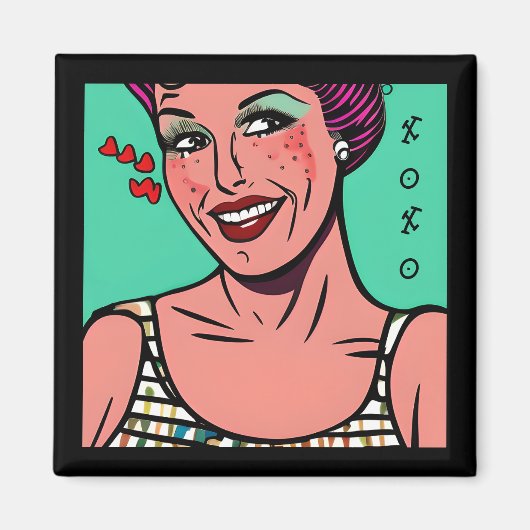 Aimant Assez Rétro Pop Art XOXO (Devant)
