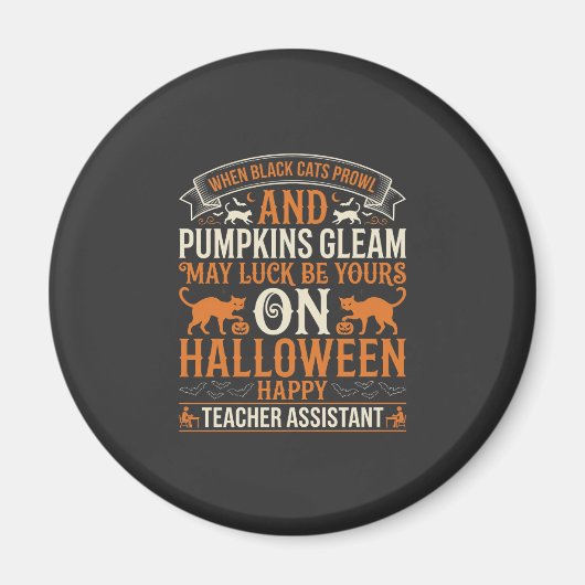 Aimant Assistant de professeur Halloween chats noirs et c (Devant)
