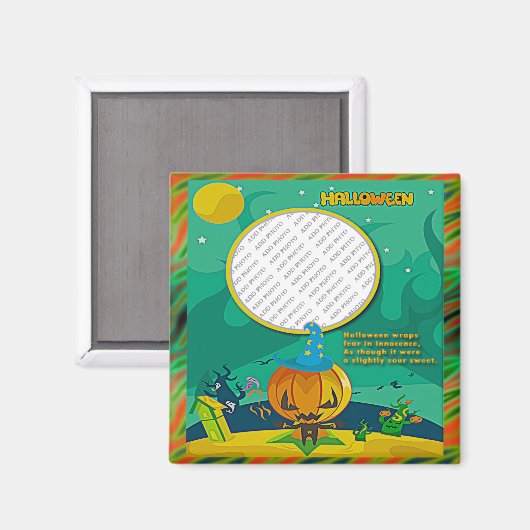 Aimant Assistant Halloween Jack o' Lantern Ajouter cadre  (Recto/Verso)