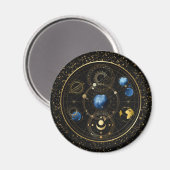 Aimant Astrologie céleste en velours noir (Recto/Verso)