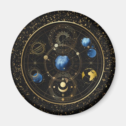 Aimant Astrologie céleste en velours noir (Devant)