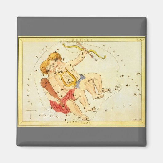 Aimant Astrologie Vintage Zodiaque Gémeaux Constellation (Devant)