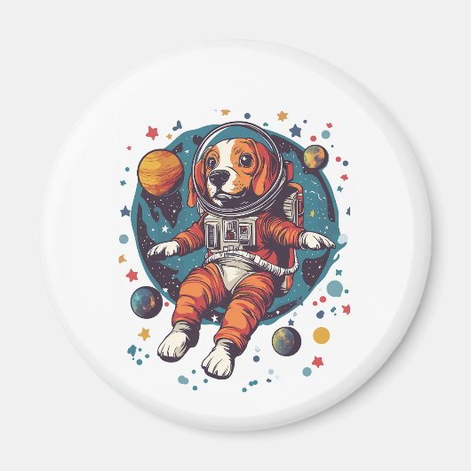 Aimant Astronaut Beagle � Chien Explorateur Spatial (Devant)