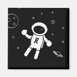 Aimant Astronaut dans l'espace - Sketting Art en noir et 