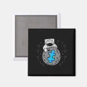 Aimant Astronaut Moon Blue Puzzle Piece Sensibilisation s (Recto/Verso)