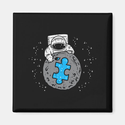 Aimant Astronaut Moon Blue Puzzle Piece Sensibilisation s (Devant)