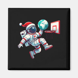 Aimant Astronaute avec un chapeau de Père Noël drôle fais