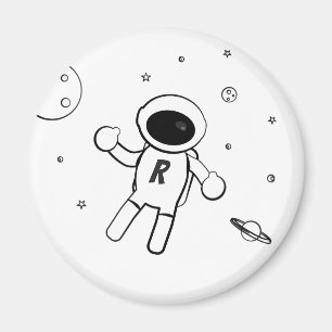 Aimant Astronaute dans l'espace - Dessin à l'esquisse en 