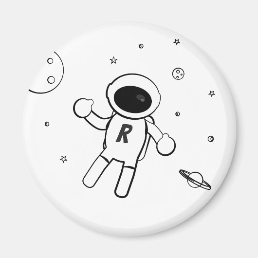 Aimant Astronaute dans l'espace - Dessin à l'esquisse en (Devant)
