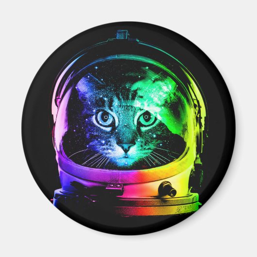 Aimant astronaute de chat coloré (Devant)