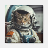 Aimant Astronaute de chat gris dans l'espace (Devant)