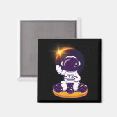 Aimant Astronaute Mignon Éclipse Totale de Soleil Beignet (Recto/Verso)